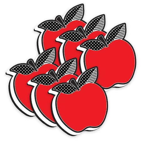 Ashley Productions Magnetic Whiteboard Eraser, Red Apple with Black and White Leaves, 6PK 09988